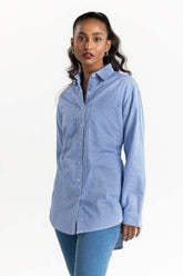 Blue Checkered Button Down Casual Shirt 224-217-031